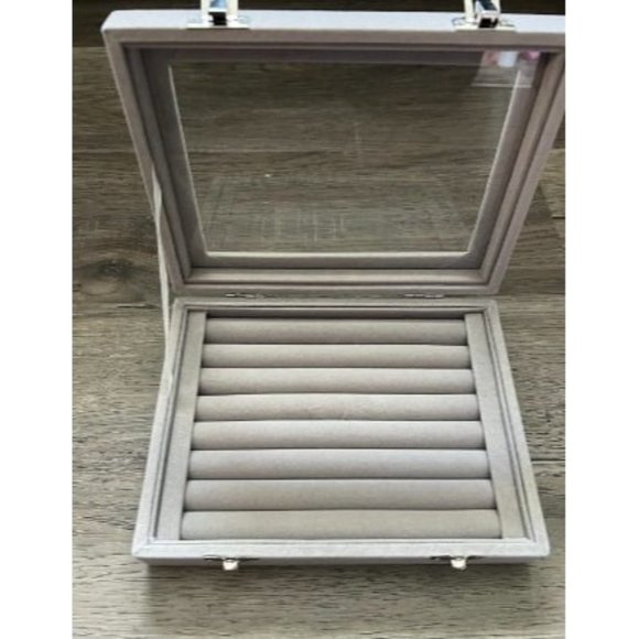 New Velvet Glass Jewelry Display Storage Box Ring Earrings Jewelry Box - Picture 2 of 2